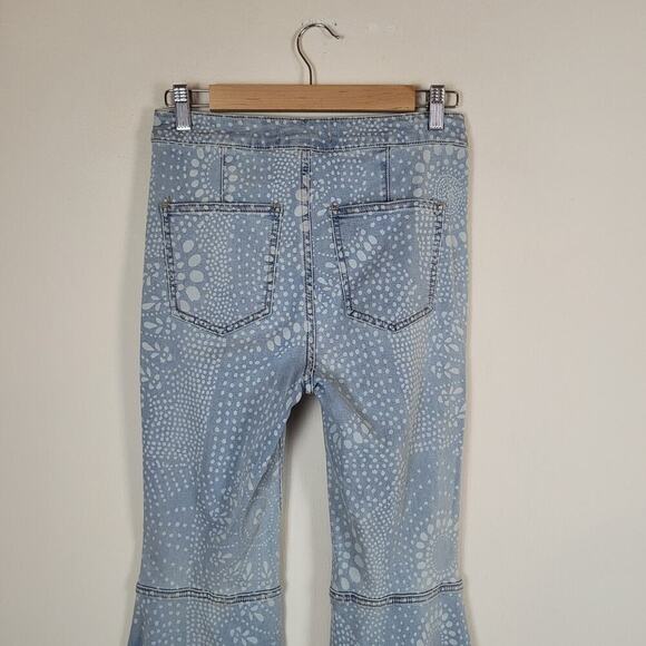 Free People We The Free Jeans 26 JUST FLOAT ON FLARE Bell Bottom Print 70s Boho - Picture 4 of 10